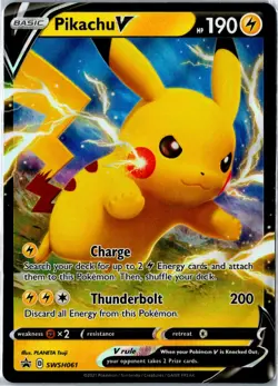 Pokemon Card - Pikachu V Sword & Shield Promo SWSH061 Promo Holo Near Mint - Image 1