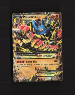 Mega M Lucario EX 55/111 Furious Fists Ultra Rare Holo Pokemon Card DMG - Image 1