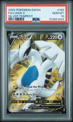 POKEMON SWORD & SHIELD FULL ART LUGIA V 185/195 SILVER TEMPEST 2022 PSA 10 - Image 1