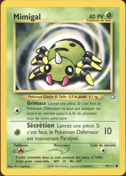 2001 Pokemon FRENCH Unlimited Neo Genesis Mimigal-Spinarak 75/111 NM-MT - Image 1