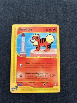 Pokemon TCG Growlithe 080/147 Aquapolis Regular Heavily Played - Bent - Image 1