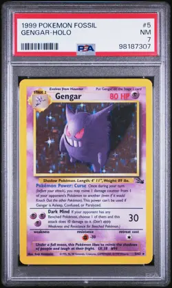 1999 POKEMON FOSSIL #5 GENGAR-HOLO PSA 7 - Image 1
