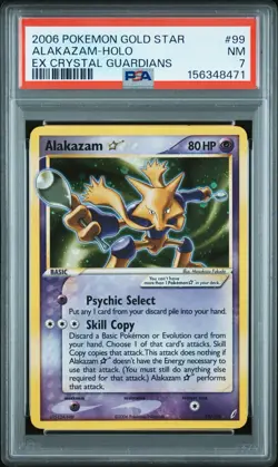 2006 POKEMON EX CRYSTAL GUARDIANS GOLD STAR #99 ALAKAZAM-HOLO PSA 7 (New Cert #) - Image 2