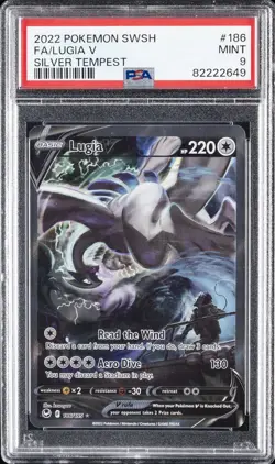 2022 POKEMON SWORD & SHIELD SILVER TEMPEST #186 FULL ART/LUGIA V PSA 9 - Image 1