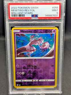 Pokemon TCG Mewtwo 056/172 Swsh09: Brilliant Stars Rare Reverse Holo PSA 9 - Image 1