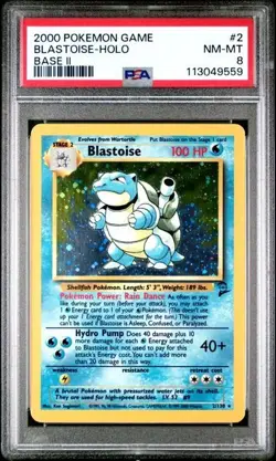 2000 Pokemon Base Set 2 #2 Blastoise Holo PSA 8 - Image 1