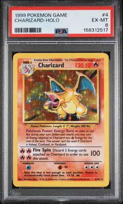 1999 POKEMON GAME #4 CHARIZARD-HOLO PSA 6 EX-MT - Image 1
