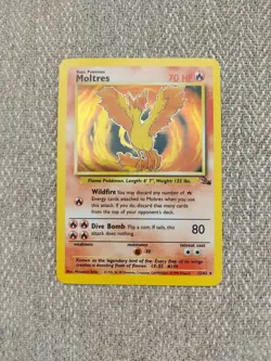 Pokemon TCG Moltres Fossil Holo Card 12/62 Unlimited WOTC 1999 - Image 1