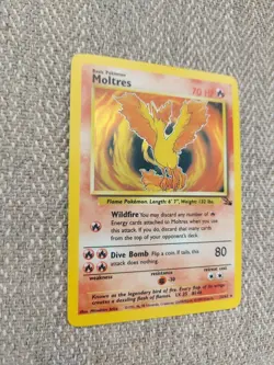 Pokemon TCG Moltres Fossil Holo Card 12/62 Unlimited WOTC 1999 - Image 2
