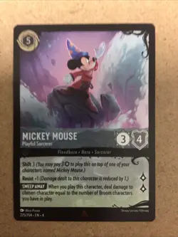 Disney Lorcana Illumineer's Quest 225 Mickey Mouse Playful Sorcerer Rare FOIL - Image 1