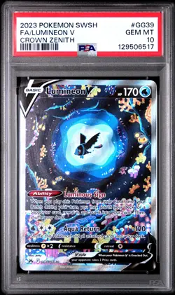 2023 POKEMON SWORD & SHIELD CROWN ZENITH #GG39 FULL ART/LUMINEON V PSA 10 - Image 1