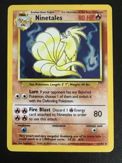 Ninetales 12/102 Pokemon Base Set Holo Rare 1999 Scratches Crease - Image 1