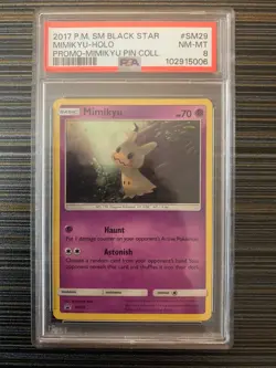 Pokemon Mimikyu P.M. Black Star Promo Holo #SM29 2017 PSA 8 - Image 1