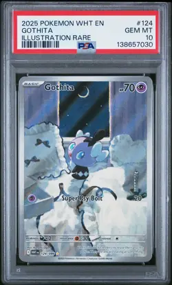 2025 POKEMON WHT EN-WHITE FLARE ILLUSTRATION RARE #124 GOTHITA PSA 10 - Image 1