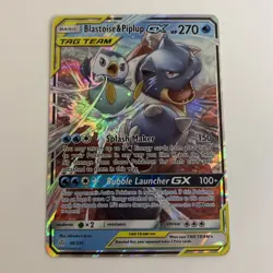Pokemon Blastoise & Piplup GX SM Cosmic Eclipse 38/236 Ultra Rare Holo TAG TEAM - Image 2