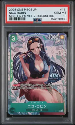Nico Robin PSA10 2025 One Piece Japanese Mini-Tin Pack Set Vol.2-Rokushiro #111 - Image 1