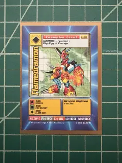 Rare Flamedramon Digimon Card Digital Monsters Bandai 2000 Fx-08 Promo Card - Image 1