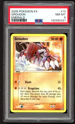 Pokemon Cards - PSA 8 Groudon 14/106 - Ex Emerald - NM-MT - PSA8 - Image 1