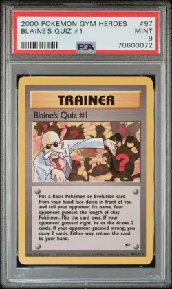 Pokemon TCG Blaine's Quiz #1 Gym Heroes Trainer 97/132 PSA 9 LOW POP VINTAGE🔥 - Image 1