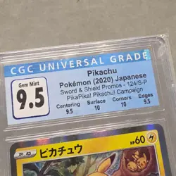 PIKACHU POKEMON 124/S-P 2020 SWORD & SHIELD PROMO - 9.5 JAPANESE CGC Gem Mint - Image 3