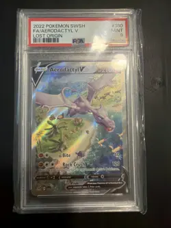 Aerodactyl V Alternate Full Art 180/196 SWSH Lost Origin Holo Pokemon TCG PSA 9 - Image 1