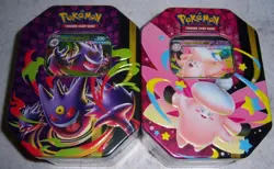 POKEMON TCG MEGA MOONLIT TIN SET GENGAR & CLEFABLE MOONLIGHT SEALED USA IN HAND - Image 1