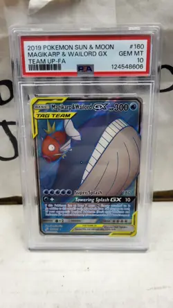 2019 MAGIKARP & WAILORD GX TAG TEAM UP FULL ART POKEMON PSA 10 GEM MINT #160 - Image 2