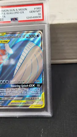 2019 MAGIKARP & WAILORD GX TAG TEAM UP FULL ART POKEMON PSA 10 GEM MINT #160 - Image 3
