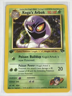 Pokemon 1st Edition Gym Challenge - Koga's Arbok 25/132 - Rare - MP - Image 1