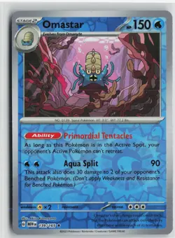 NM Omastar 139/165 Rare 151 Pokemon Reverse Holo - Image 1