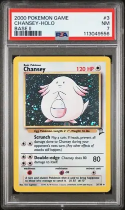 2000 POKEMON BASE SET 2 #3 CHANSEY-HOLO PSA 7 - Image 1