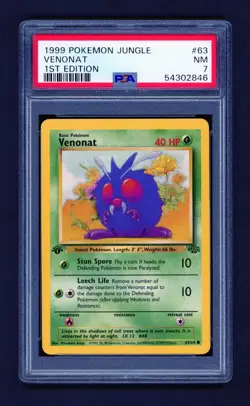 VENONAT - 1999 Pokemon Game - 1ST EDITION Jungle #63 - Wizards WOTC - PSA 7 NM!! - Image 1