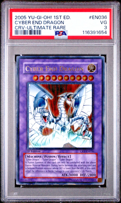 PSA 3 1ST EDITION ULTIMATE RARE Cyber End Dragon CRV-EN036 2005 YUGIOH Holo - Image 1