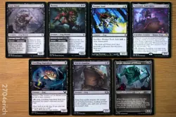 Set of 7 Black Frog Creatures *NM* (Magic Gathering MTG) Tatsunari Toad Rider - Image 1