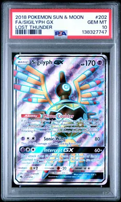 2018 POKEMON SUN & MOON LOST THUNDER #202 FULL ART/SIGILYPH GX PSA 10 - Image 1