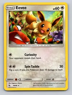 Eevee 48/68 Holo Rare Hidden Fates Pokemon Holo NM - Image 1