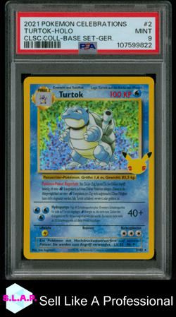 TURTOK-HOLO CLSC.COLL-BASE SET-GER. POKEMON CELEBRATIONS 2021 2 PSA 9 - Image 1