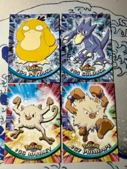 54 Psyduck 55 Golduck 56 Mankey 57 Primeape 1997 Pokemon Topps Blue Logo NM✨ - Image 1