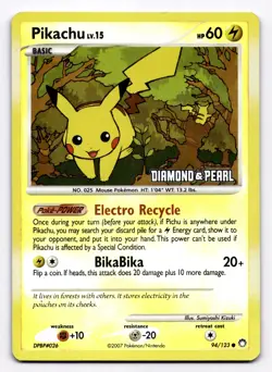 Pikachu - 94/123 (Diamond & Pearl) Burger King Promos - Pokemon LP 094/123 - Image 1