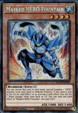 Masked HERO Fountain - Secret Rare 1st Edition BLGG-EN029 - NM - YuGiOh - Image 1