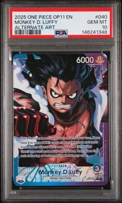 2025 ONE PIECE OP11-A FIST OF DIVINE SPEED ALTERNATE ART MONKEY D. LUFFY PSA 10 - Image 1