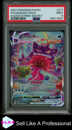 FA/GENGAR VMAX FUSION STRIKE-SECRET POKEMON SWSH FUSION STRIKE 2021 271 PSA 9 - Image 1