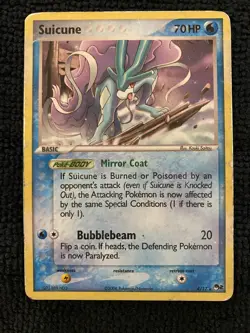 Pokemon Suicune 004/017 POP Series 2 RARE Holo Vintage EX Era Card HP Heavy Play - Image 1