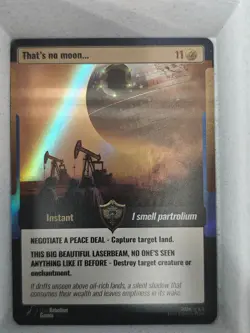 World War Woke That’s No Moon Instant RARE Holo First Edition Card NRMT+ - Image 1