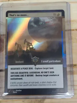 World War Woke That’s No Moon Instant RARE Holo First Edition Card NRMT+ - Image 2