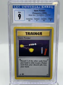 Item Finder 74/102 Base Set 1st Edition 1999 Vintage Pokemon TCG Card CGC 9 MINT - Image 1
