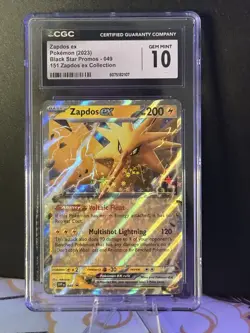 CGC Gem Mint 10 Zapdos ex 049 Black Star Promo Holo Pokemon Card - Image 1
