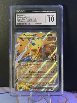 CGC Gem Mint 10 Zapdos ex 049 Black Star Promo Holo Pokemon Card - Image 3