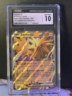 CGC Gem Mint 10 Zapdos ex 049 Black Star Promo Holo Pokemon Card - Image 4