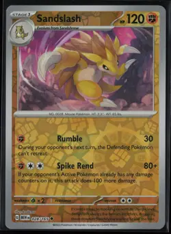 Sandslash 028/165 Pokemon 151 Uncommon Near Mint Reverse Holo Card - Image 1